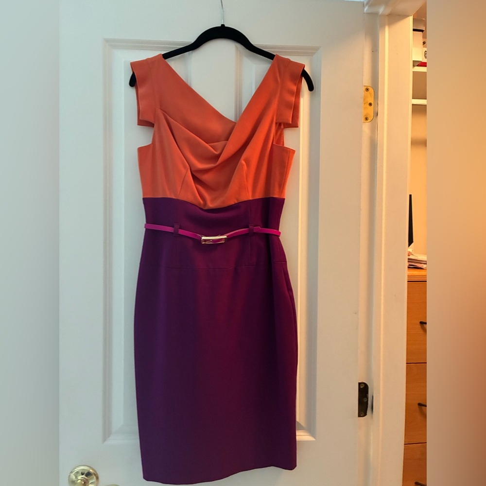 Black Halo Orange and Purple Midi Dress